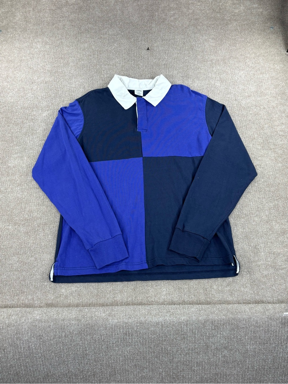 Urban Outfitters Men's Medium Colorblock Long Sleeve Rugby Polo Blue